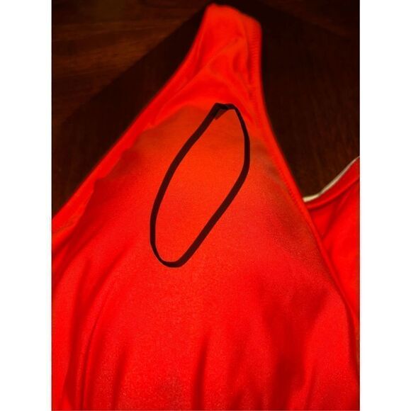 J crew ruched femme plus size 20 one piece red B6819 swimsuit plunging v neck - Picture 7 of 8